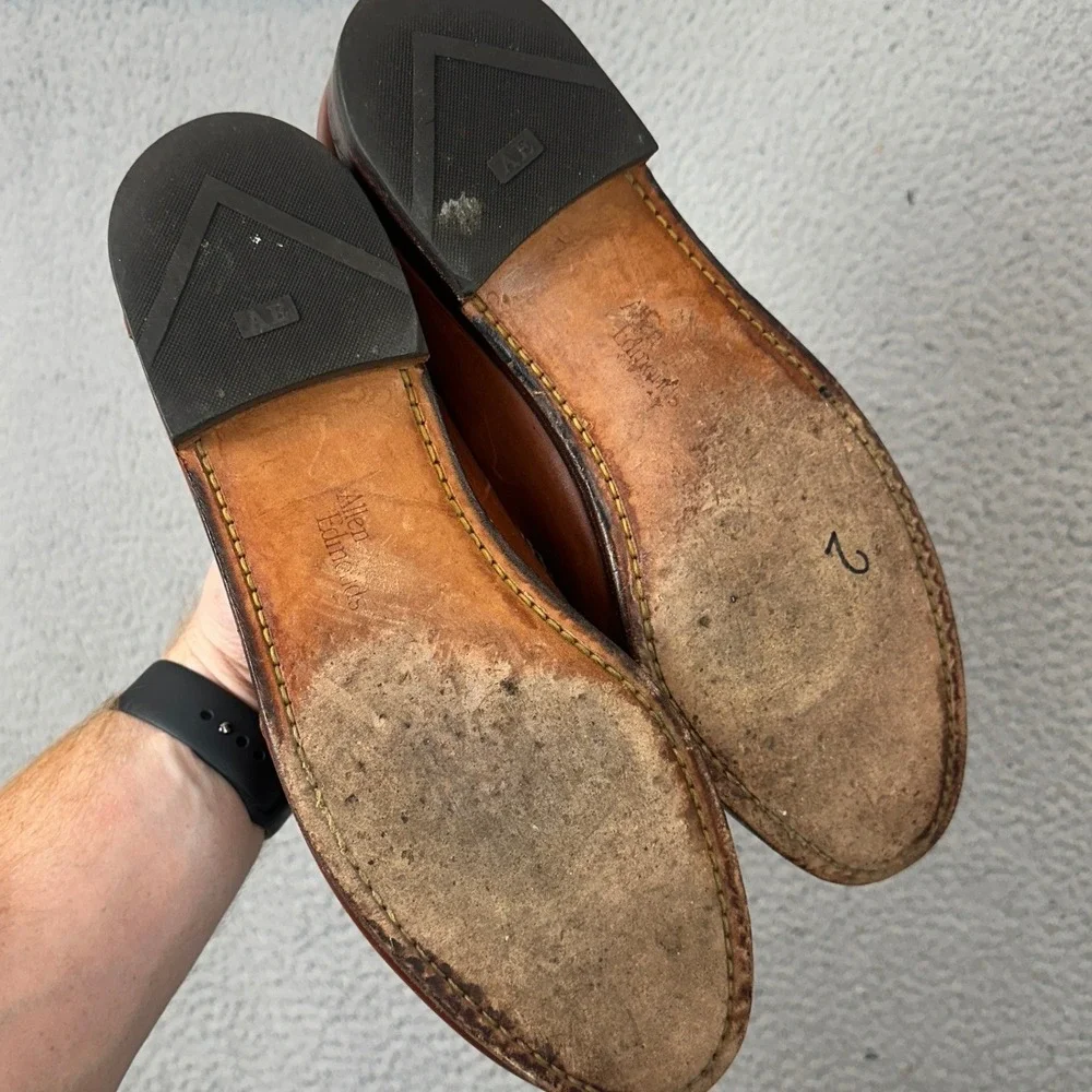 Allen Edmonds Shoes Men 10 Maxfield Tassel Brown Braided Leather Loafers Slip On